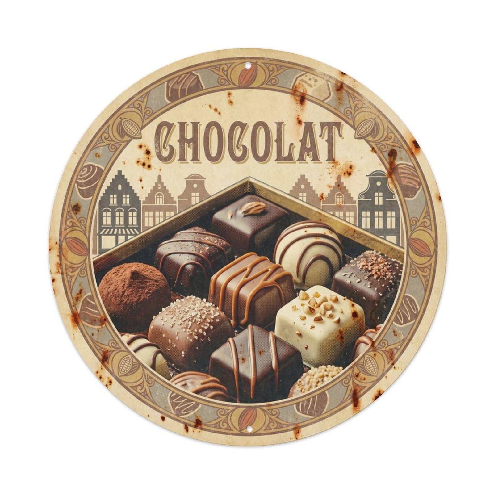 Olyhtr 8X8inch Classic Style Confectionery Belgian Dessert Cafe Vintage Silkscreen Metal Tin Sign