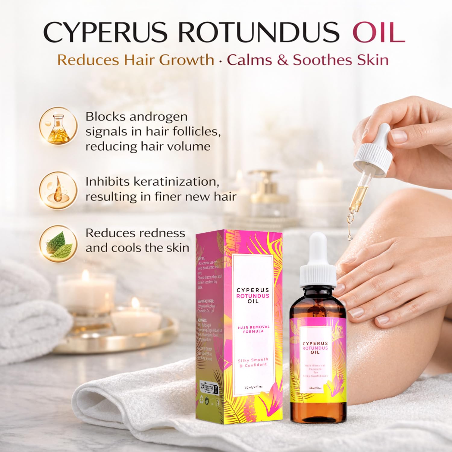 Cyperus Rotundus Oil, Cyperus Rotundus - Aceite Para DepilacióN, Aceite De Cyperus Rotundus, Suero Corporal Suavizante, Ayuda A Frenar El Crecimiento Del Vello Corporal, Apto Para Todo Tipo De Pieles - 2
