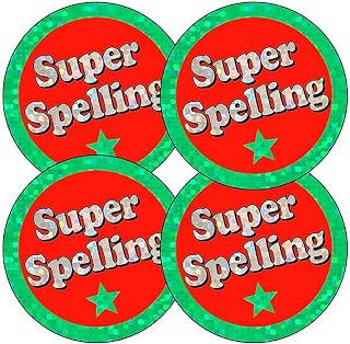 175 Holographic Sparkly Super Spelling School Praise Teachers Reward Stickers 37mm Primary Teaching Services