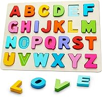 JOLSNAF Wooden ABC Alphabet Pegged Puzzle for Toddlers 3-5 - Montessori Preschool Learning Toys, Safe Natural Wood Educational Gift