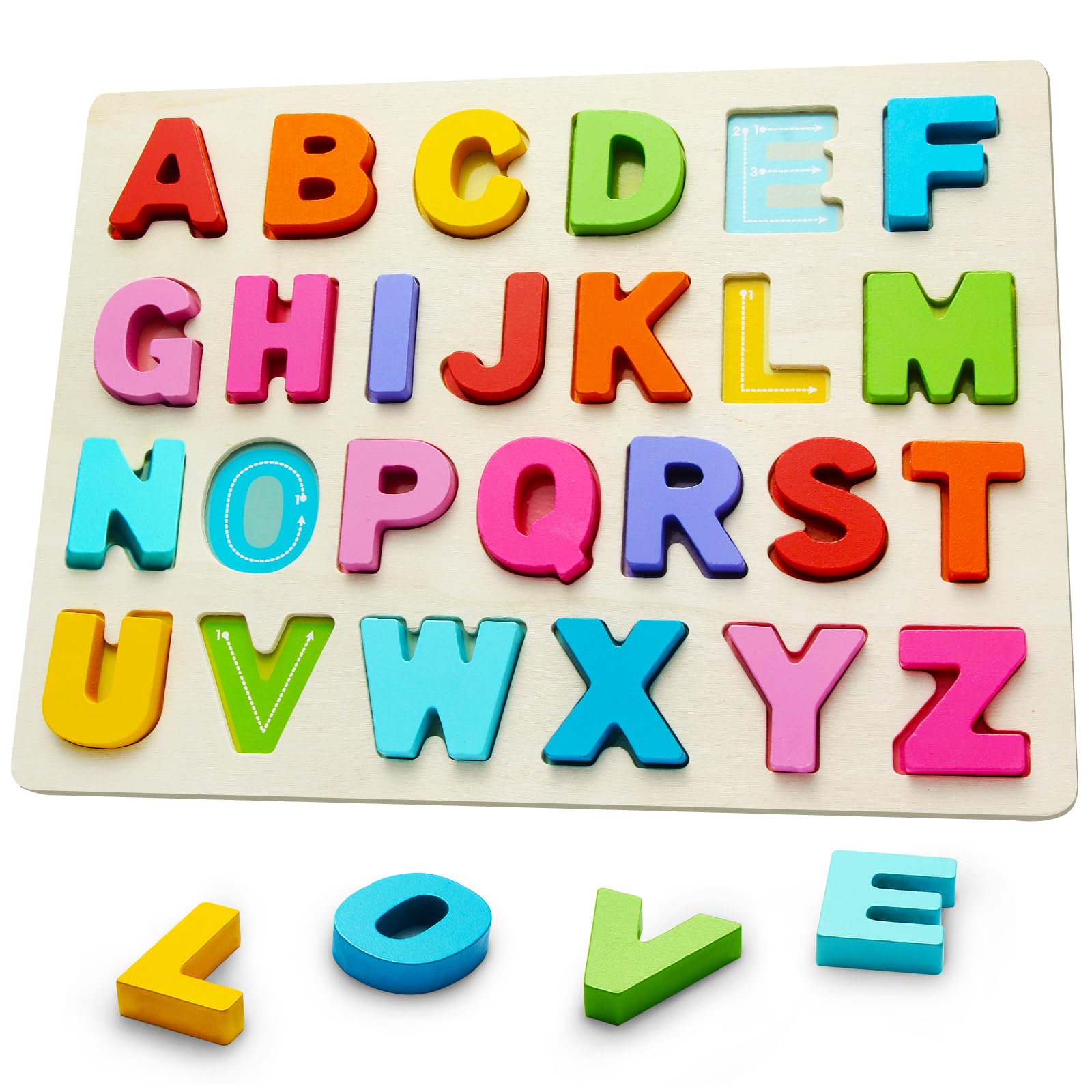 Wooden Puzzles for Toddlers, ABC Alphabet Puzzle, Learning Toys, Preschool Learning Activities, Preschool Educational Toddler Puzzle for Gift Set