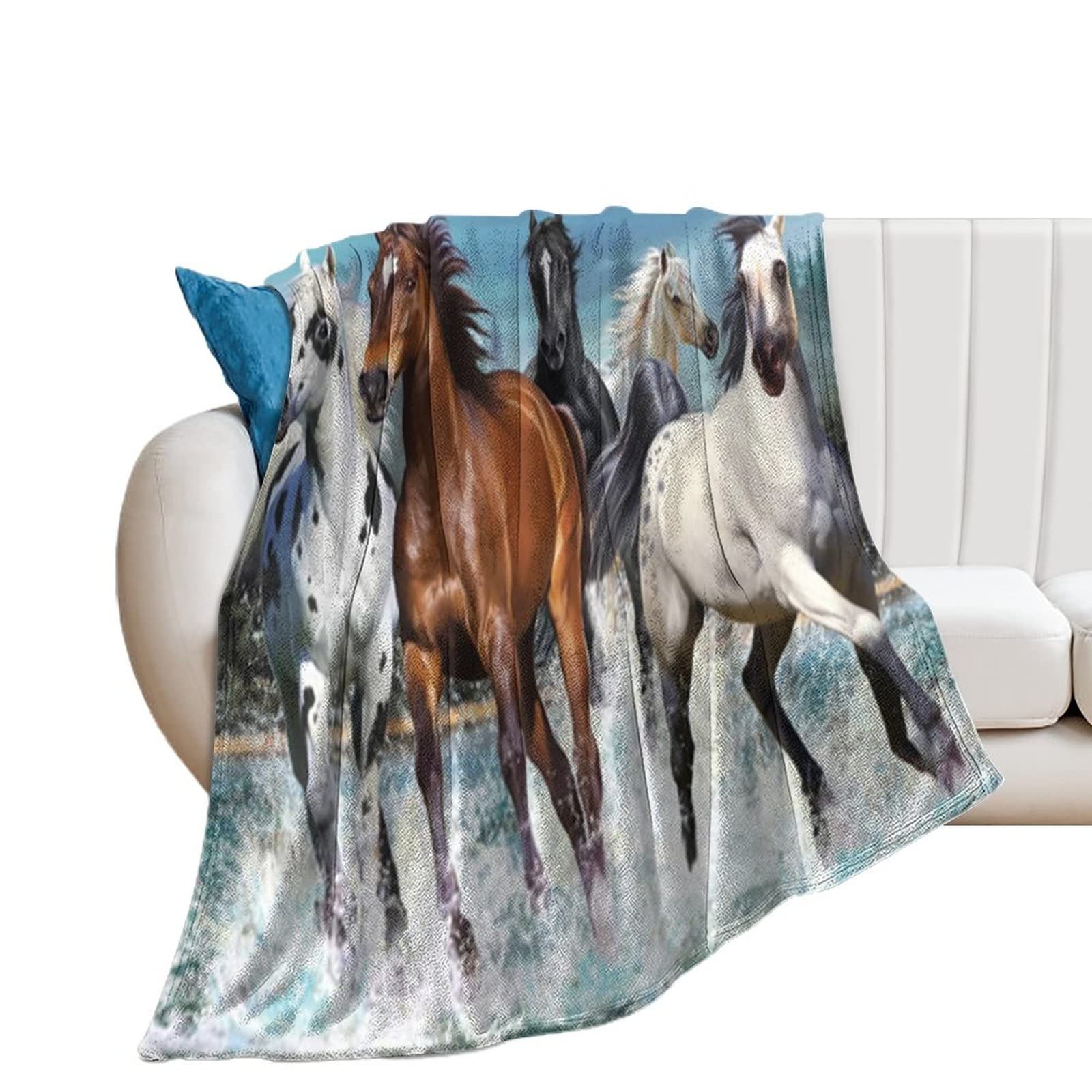 Couverture de canapé imprimée cheval abstrait pour lit ou salon 150x200cm