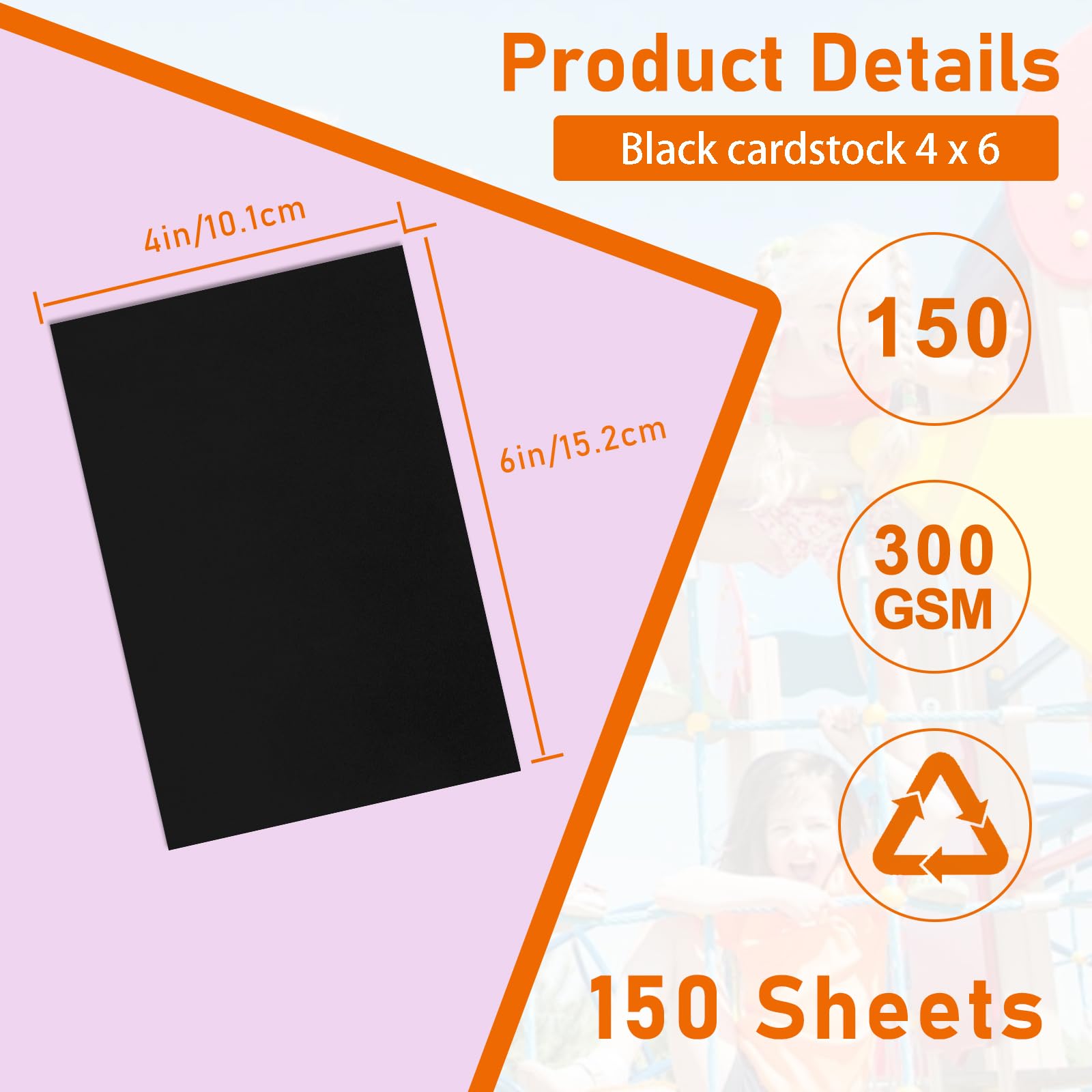 Guakicae 150 hojas de cartulina negra de 4 x 6 pulgadas, 300 g/m², papel de arte plano pesado para hacer tarjetas, invitaciones, tarjetas de agradecimiento, postales, álbumes de recortes