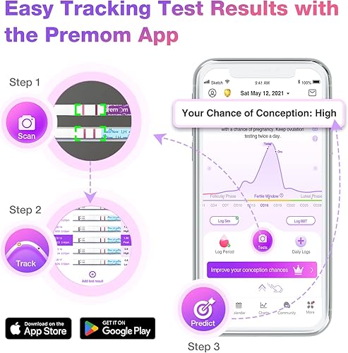 Miniatura 39 de Easy@Home Kit de prueba de ovulación: 50 tiras de ovulación y 20 pruebas tempranas de embarazo y un termómetro corporal basal y vasos de orina