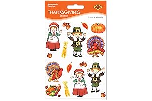 Beistle Vinyl Thanksgiving Pilgrim and Turkey Stickers