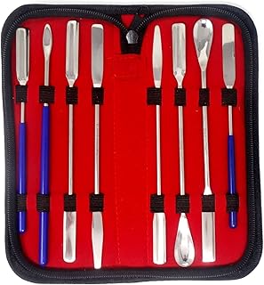 8 PCS Micro Lab Spatula Sampler Set, Stainless Steel MutliPurpose Laboratory Mixing/Filling Spatulas, Flat, Scoop, Round & Tapered Arrow End, 7