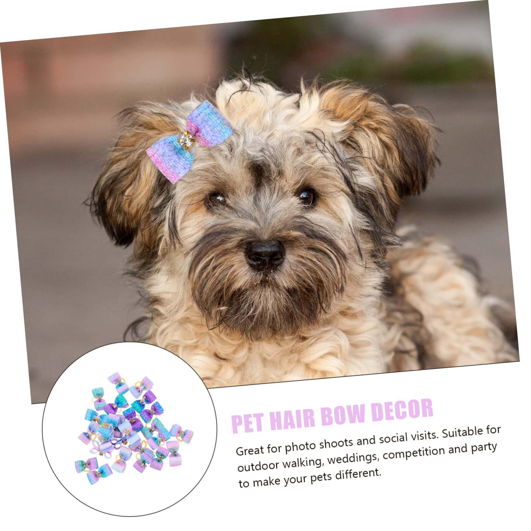 BESPORTBLE 100 Piezas Flor de Cabeza de Mascota Perros Accesorios decoración para Mascotas Arcos de Cabeza de Accesorios para el Pelo de Mascotas Lazo de Goma para Arcos de