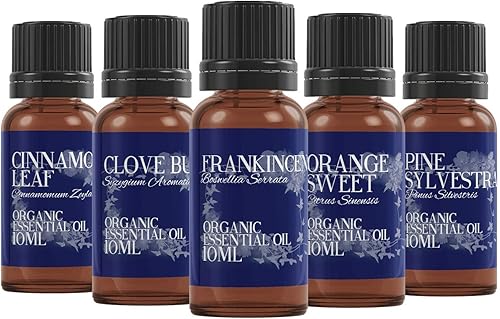 Miniatura 2 de Mystic Moments  Paquete de iniciación de aceite esencial orgánico navideño de 5 x 0.3 fl oz  Hoja de canela, brote de clavo, incienso, dulce de