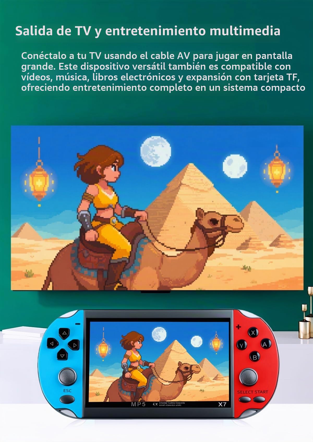 Consola de Videojuegos portátil YHFITN con Pantalla IPS de 4,3" - Juegos Integrados, Compatible con Salida de TV, con batería Recargable. Diversión clásica para Todas Las Edades.