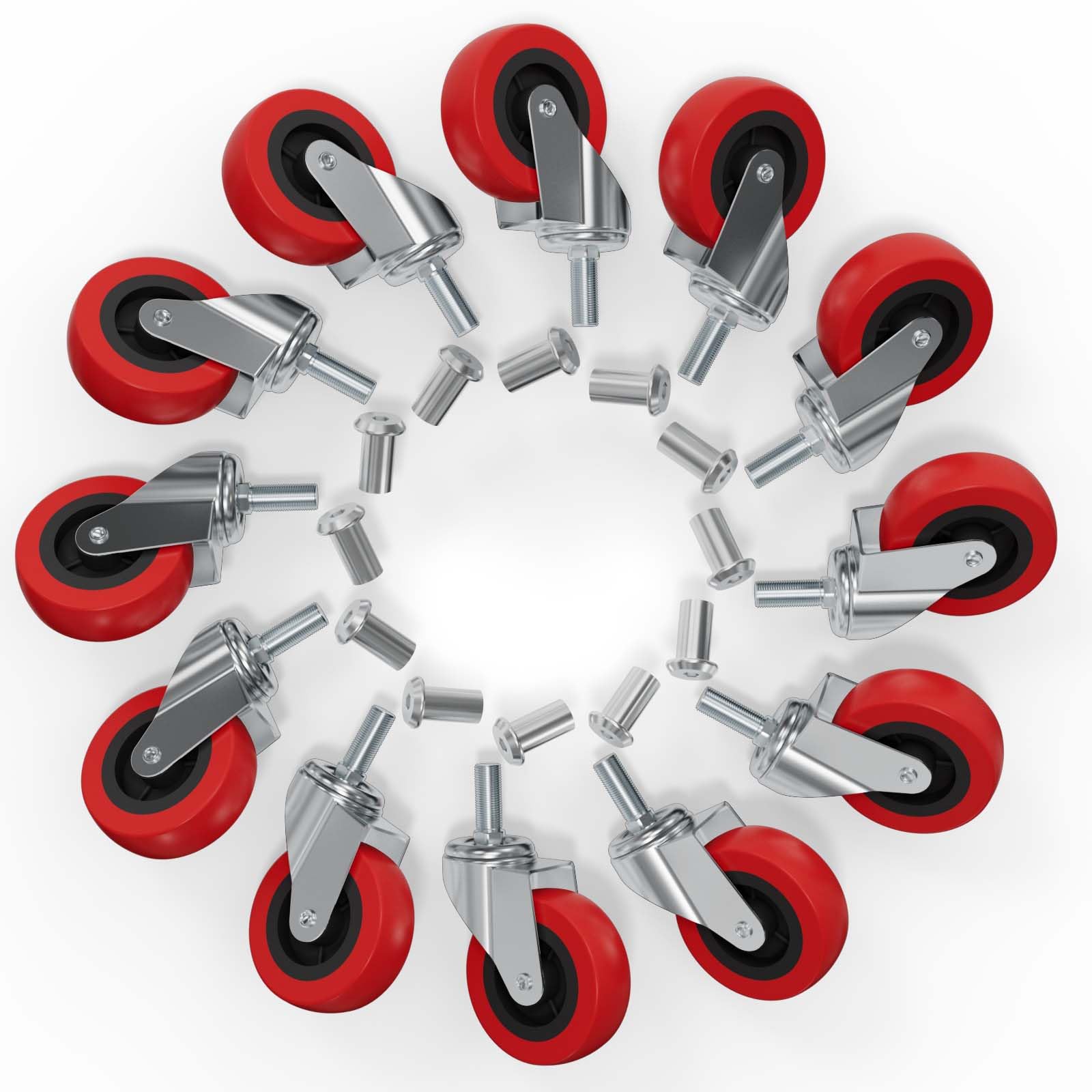 MySit 12-Pack 2.5-Inch Heavy Duty Swivel Caster Wheels for Creepers and Service Carts