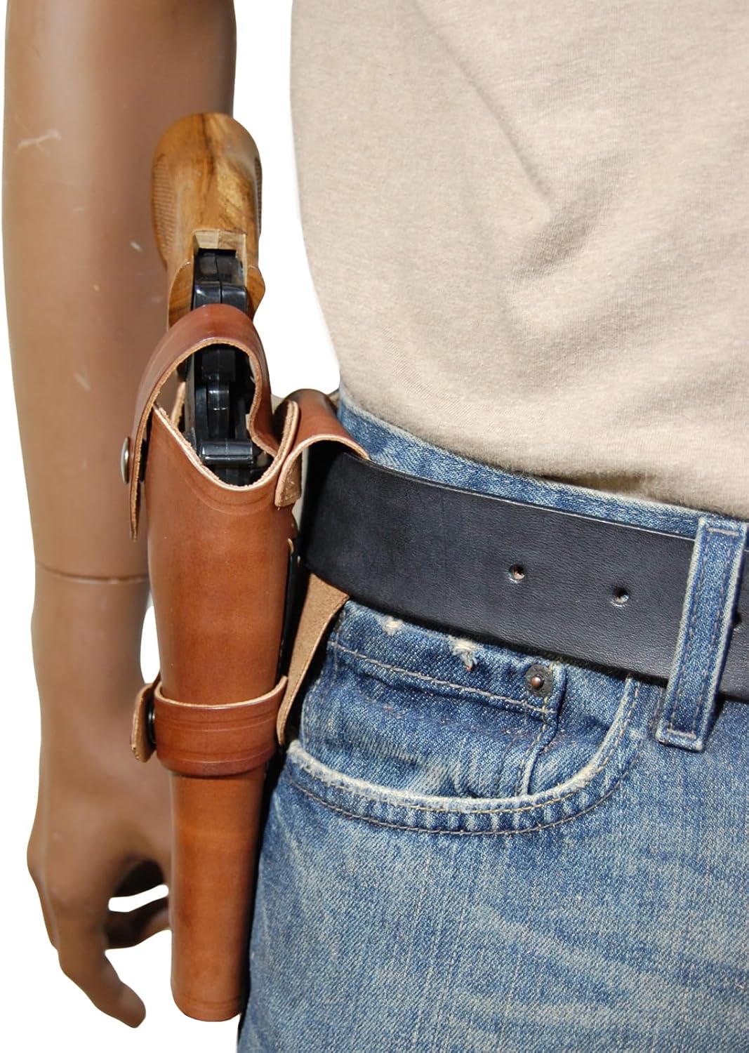 New Barsony Brown Leather Western Style Gun Holster for 4 inch Revolvers