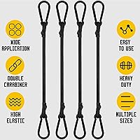 Vista 7 de Cuerdas elásticas con mosquetón, cuerdas elásticas resistentes de 12 pulgadas de largo con clip de mosquetón para exteriores, cuerda elástica extra