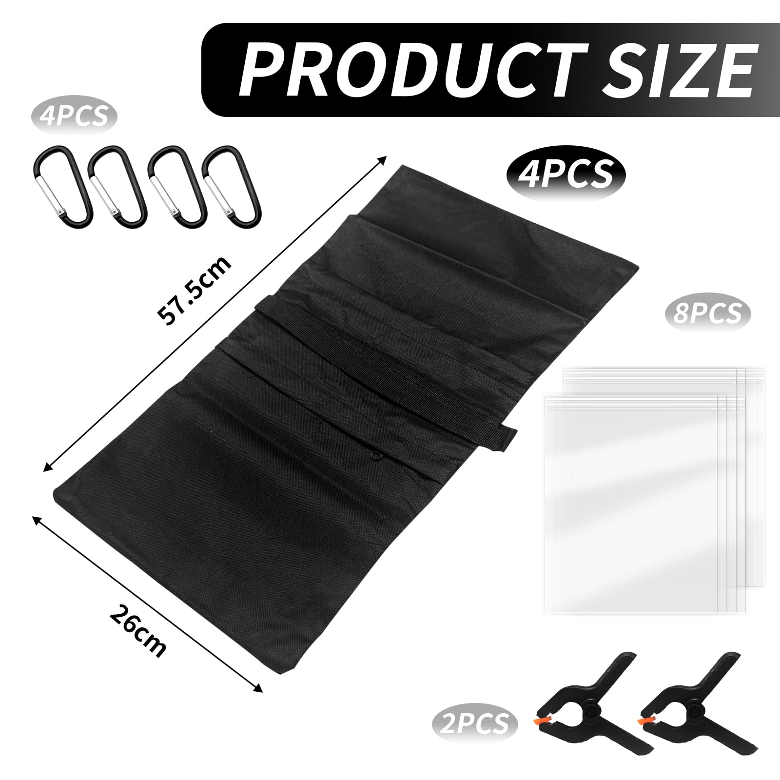 4 Stück Sandsack für Stativ Fotografie, 800D Nylon Gewichtssäcke mit Haken, Gegengewicht für Lichtstative, Studio, Video & Bespannung, Schwarz 57 x 27 cm