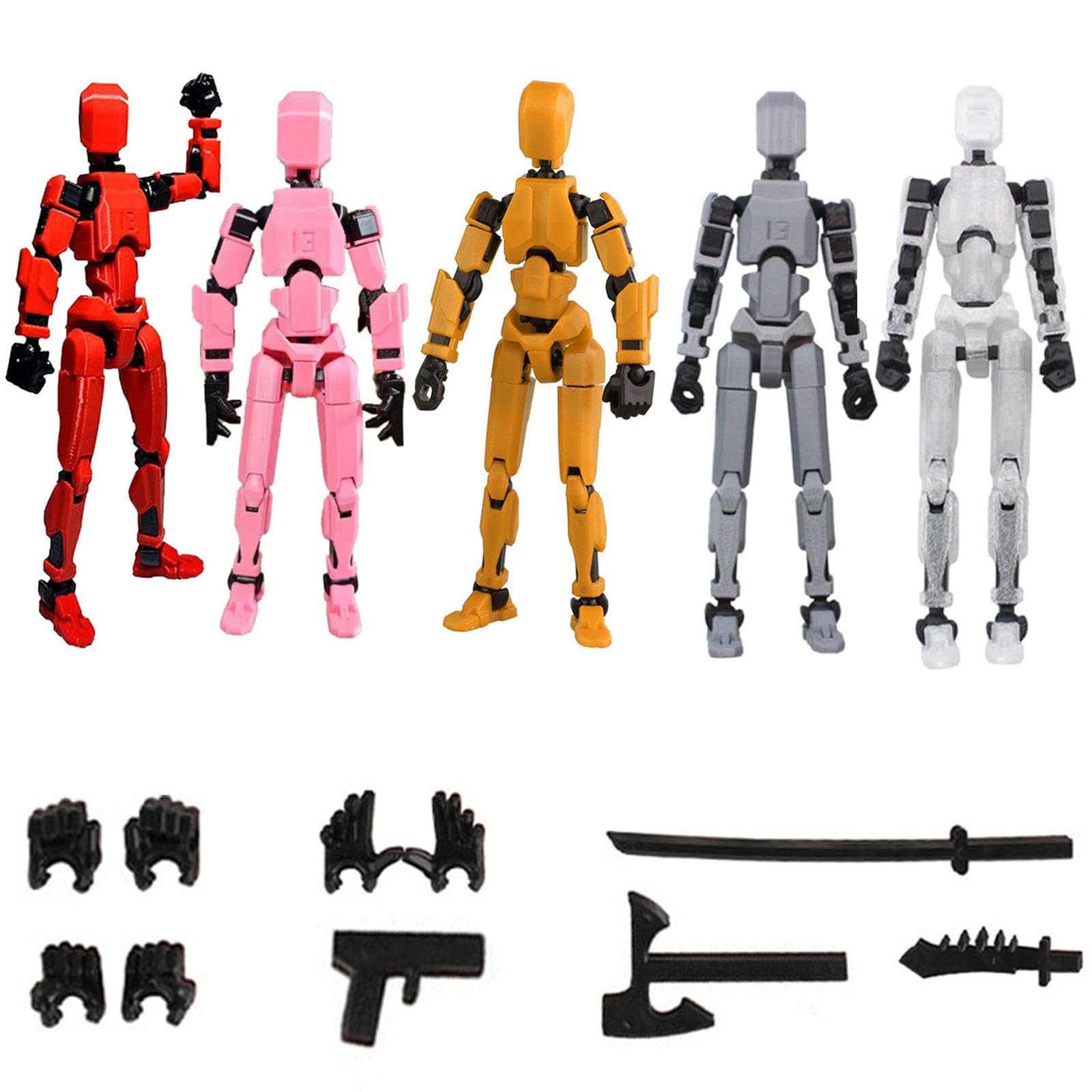 T13 Action Figure Accessories,Dummy 13 Titans 13 Multi-Jointed Movable,The Ultimate Desktop Decor for Lovers t-13 Movability 3D Printed Toys (Five Colors)