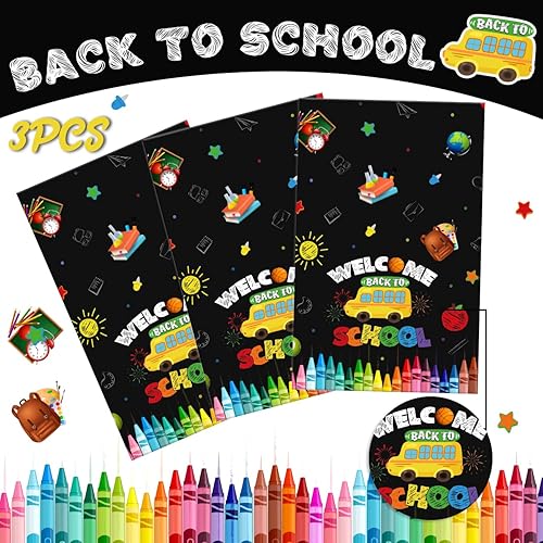 Miniatura 3 de PATIAI 3 manteles de fiesta de regreso a clases, decoración para el primer día de escuela, desechables, rectangulares, de plástico, fundas para mesa