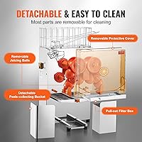Vista 5 de VEVOR Commercial Orange Juicer Machine, 120W Automatic Juice Extractor, Stainless Steel Orange Squeezer for 20 Oranges Per Minute, with Pull-Out