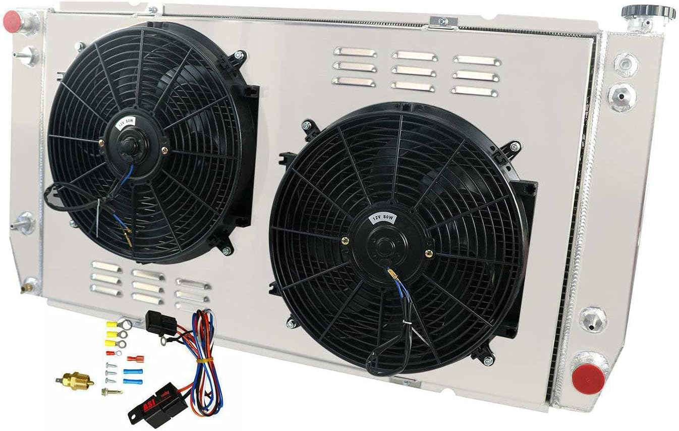 ReadyCool 4 Row Aluminum Radiator Shroud Fan For Chevy GMC C K 1500 2500 3500 Pickup 7.4L V8 94-00