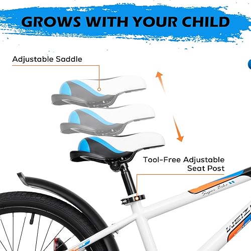 Miniatura 7 de WEIZE Bicicleta para niños, bicicleta para niños de 16 y 20 pulgadas para niños y niñas de 4 a 12 años, altura del ciclista de 41 a 62 pulgadas,