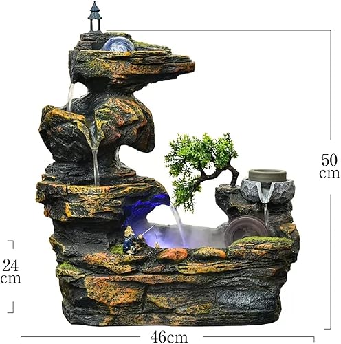 Miniatura 2 de Indoor Water Fountain Tabletop Fountains Tabletop Fountain Rock Waterfall Fountain Resin Indoor Waterfall Fountain Tabletop Fountain with Crystal