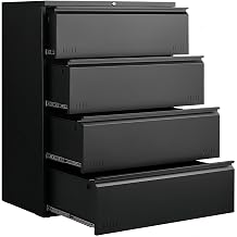 Approgreent Lateral 4 Drawer File Cabient with Lock, Metal Filing Cabinets for Home Office, Heavty Duty Office Storage Cabinet for A4/Letter/Legal Matte Black