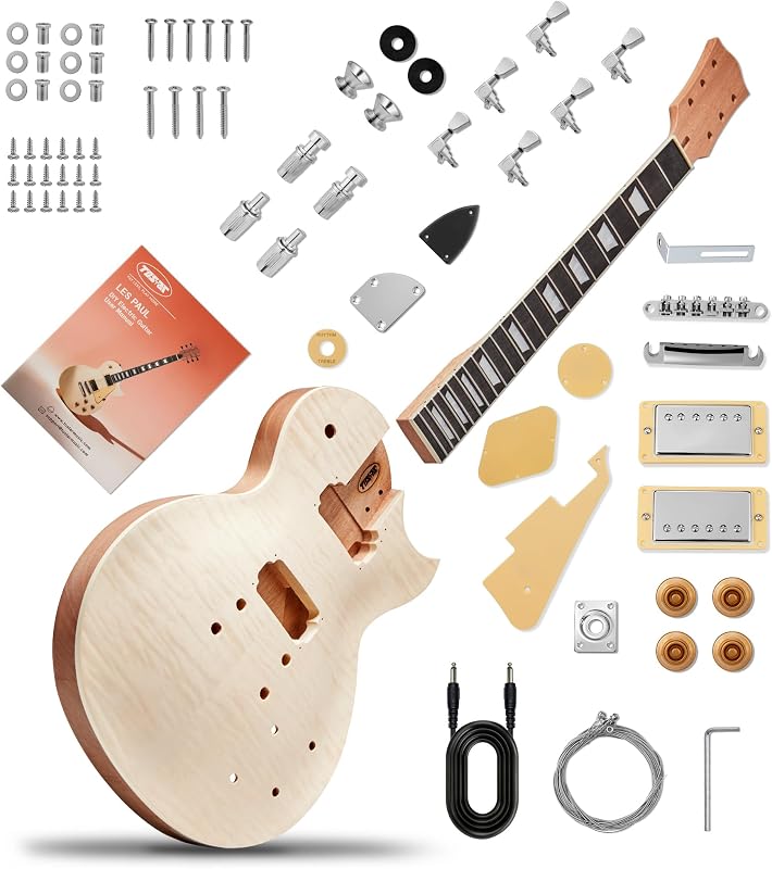 Tostar DIY Electric Guitar Kit, Solderless, Multi Sanded Polished Body, LP | Mahogany Body, Okoume Neck, Powerful P90 Pickups, Tune O Matic Bridge, Full Accessories Pack, Rewarding DIY Hobby