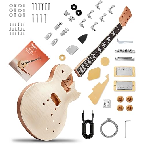 Tostar DIY Electric Guitar Kit, Solderless, Multi Sanded Polished Body, LP | Mahogany Body, Okoume Neck, Powerful P90 Pickups, Tune O Matic Bridge, Full Accessories Pack, Rewarding DIY Hobby