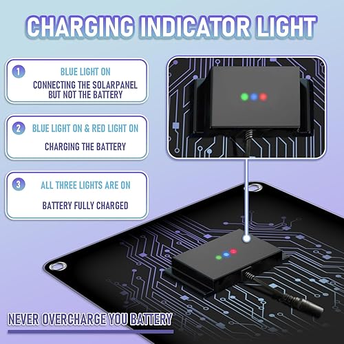 Miniatura 6 de 12 Volt 10 Watt Solar Car Battery Charger & Maintainer, Solar Panel Trickle Charger, with Alligator Clip& Cigarette Lighter PlugAdapter for Car