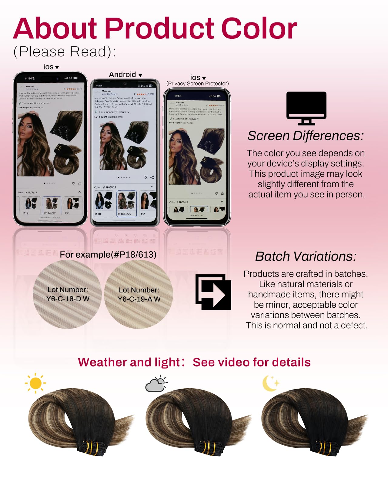 Moresoo Clip in Hair Extensions Real Human Hair Balayage Medium Brown and Blonde Real Hair Extensions Clip in Human Hair for Women Full Head 22 Inch 7pcs/120g #4/6/613 — view 131