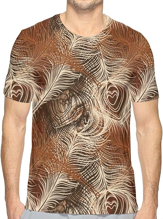 Amazon Co Jp 茶色の羽毛 メンズ Tシャツ 半袖 創意デザイン 3dプリント 春夏 お洒落 吸水速乾 薄手 上着 ファッション