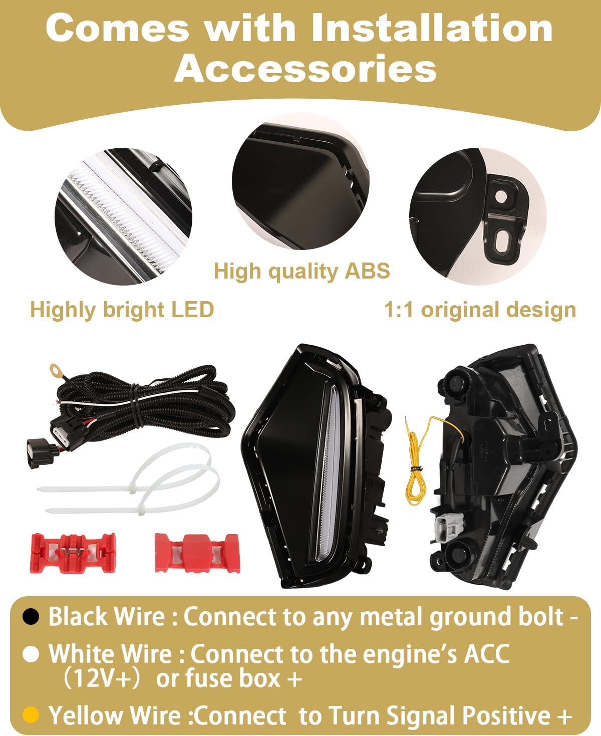 LED Fog Lights Kit for Toyota RAV4 2019-2025 LE XLE Hybrid SE XSE DRL Daytime Running Lights Amber Turn Signal Fog Lamps Assemblies