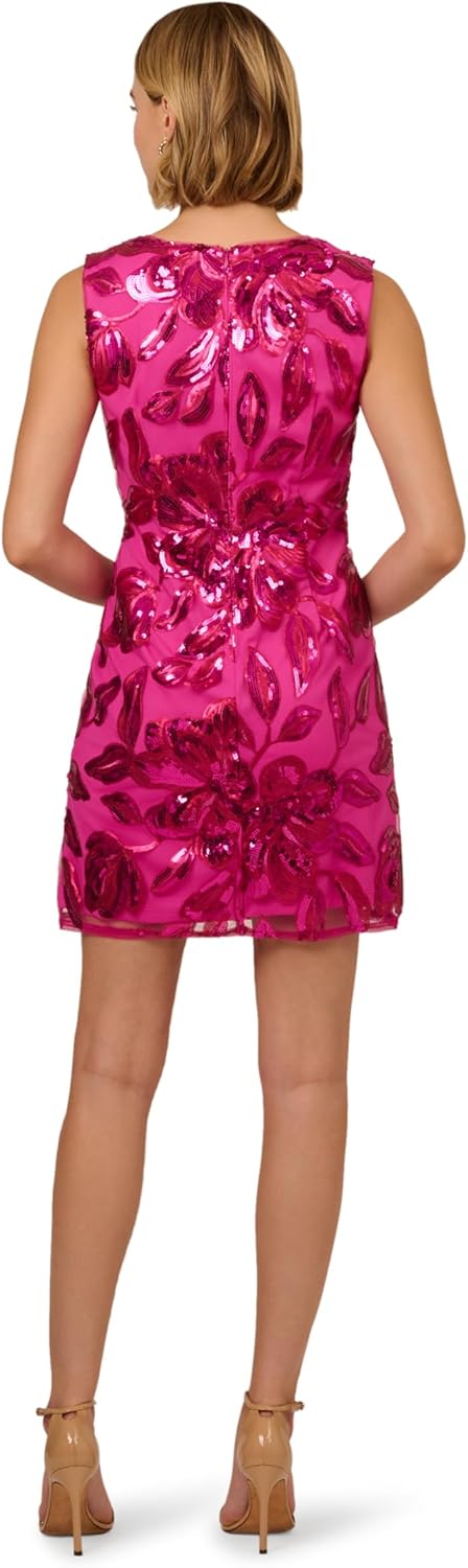 Adrianna Papell Womens Floral Sequin Short Dress - Image 2
