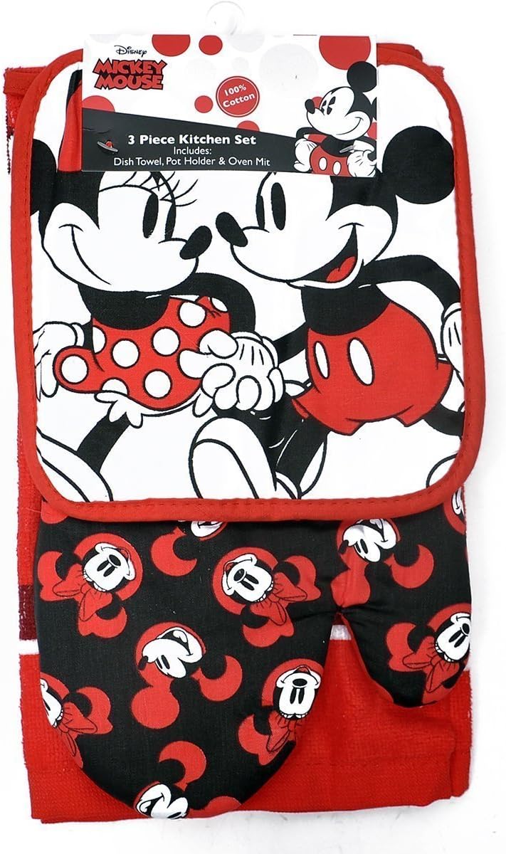 Jerry Leigh Disney Mickey and Minnie 3-Piece Stroll and Stare Kitchen Set, Red