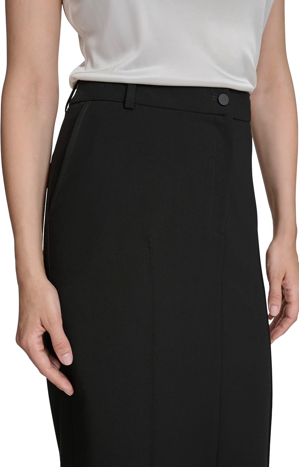 Halston Womens Woven Suiting Pencil Skirt - Image 5