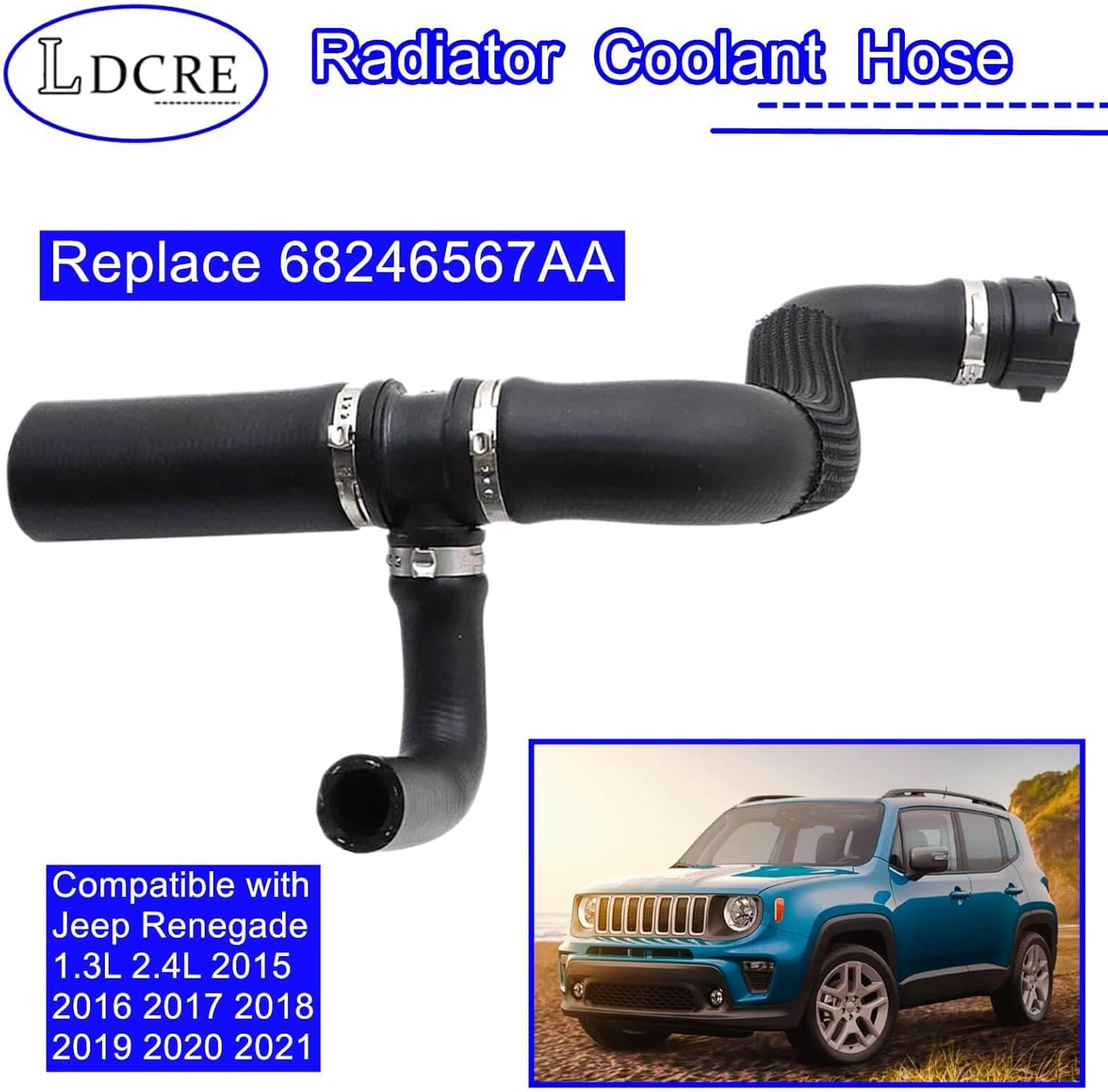 Radiator Coolant Hose Compatible with Jeep Renegade 1.3L 2.4L 2015 2016 2017 2018 2019 2020 2021, Radiator Tube Replace 68246567AA