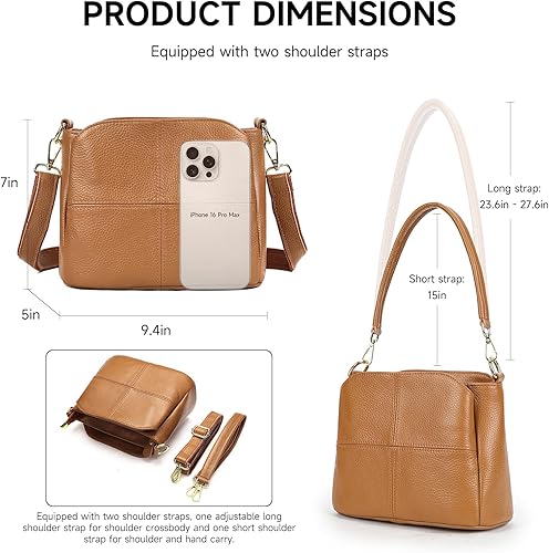 Miniatura 4 de Bolso de hombro de cuero genuino para mujer, bolso cruzado pequeño, bolso mini casual hobo señora bolsos y monederos de mensajero