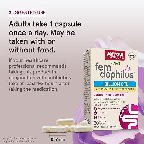 Miniatura 7 de Jarrow Formulas Fem-dophilus Mil Millones de Organismos por cápsula apoya la salud vaginal y del tracto urinario 30 cápsulas FEMS individual 1 1