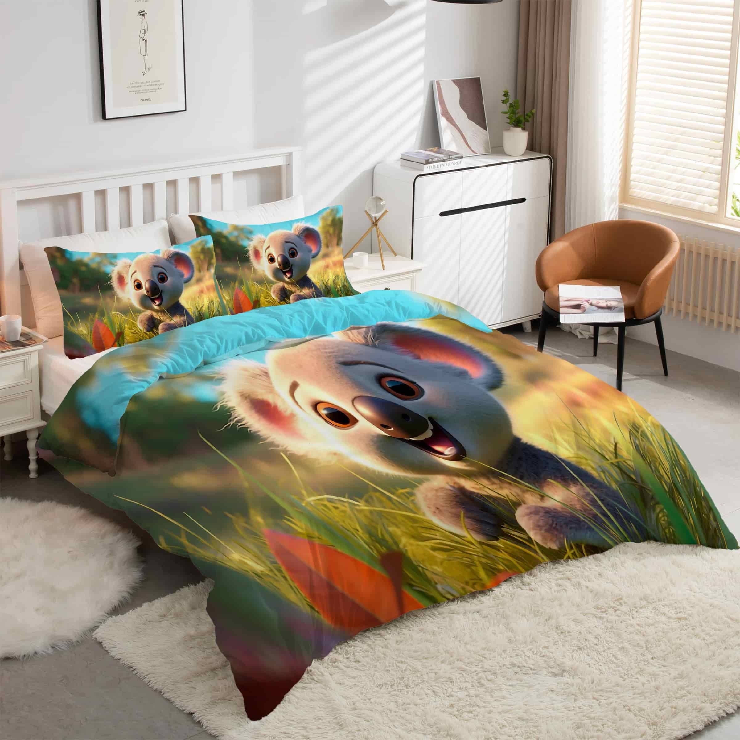 Housse couette koala 240 x 260 cm literie douce pour nuits paisibles