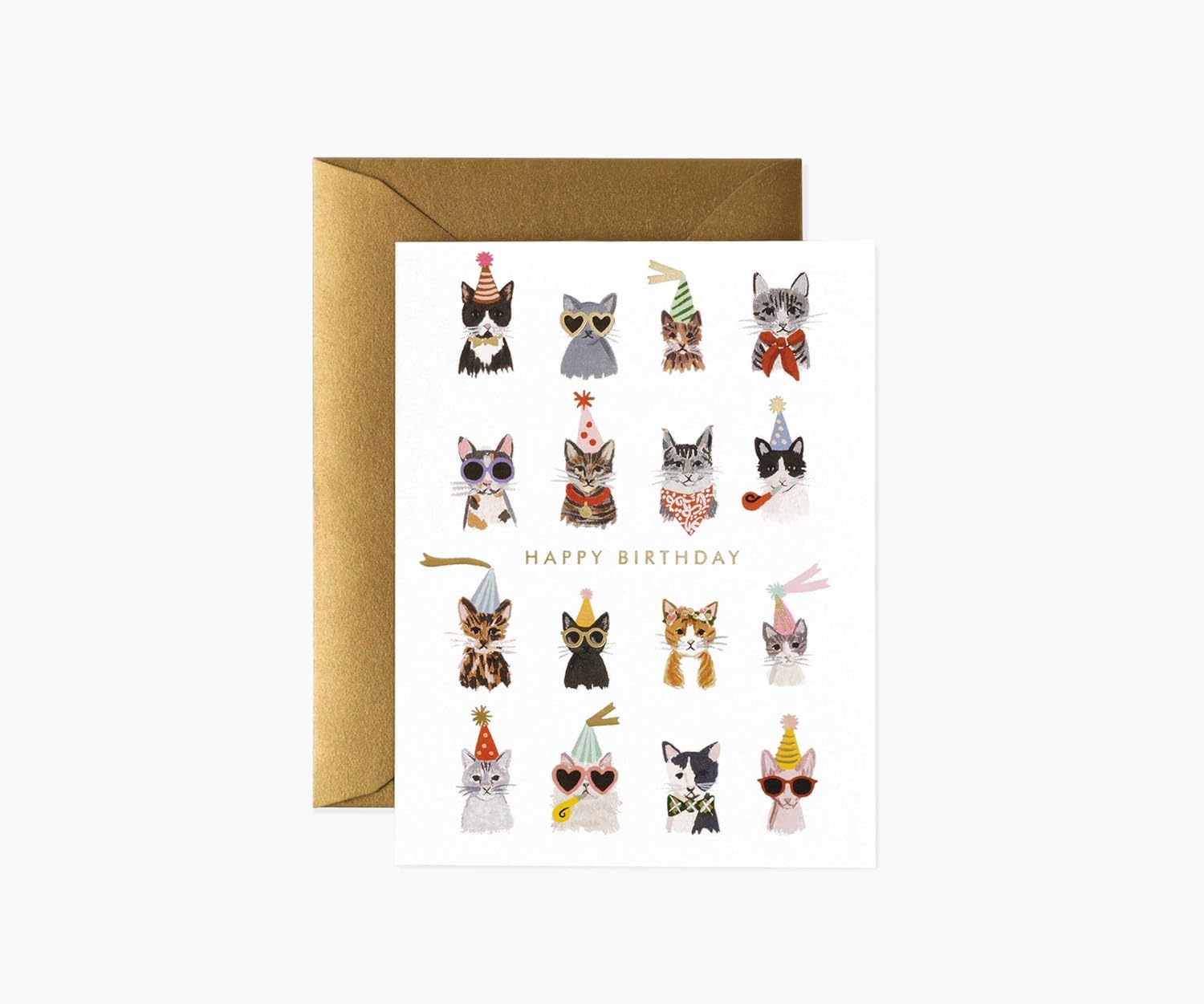 RIFLE PAPER CO. Cake Slice Birthday Cards, Boxed Set of 8 Folded Cards with Metallic Gold Envelopes, Full-Color Illustration, Blank Interior, 4.25" L x 5.5" W
