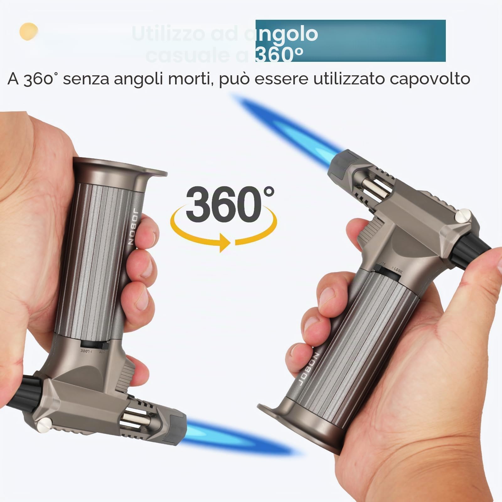 Tutto in metallo, bruciatore professionale da cucina con blocco di sicurezza, fiamma multiuso ricaricabile regolabile, per barbecue all'aperto, cottura