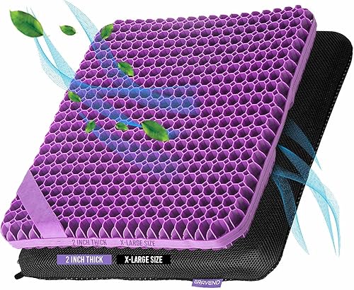 GRÄVEND - Cojín de gel extra grande para alivio de presión de asiento largo, cojín de silla de oficina de 2 pulgadas de grosor, conductor de asiento