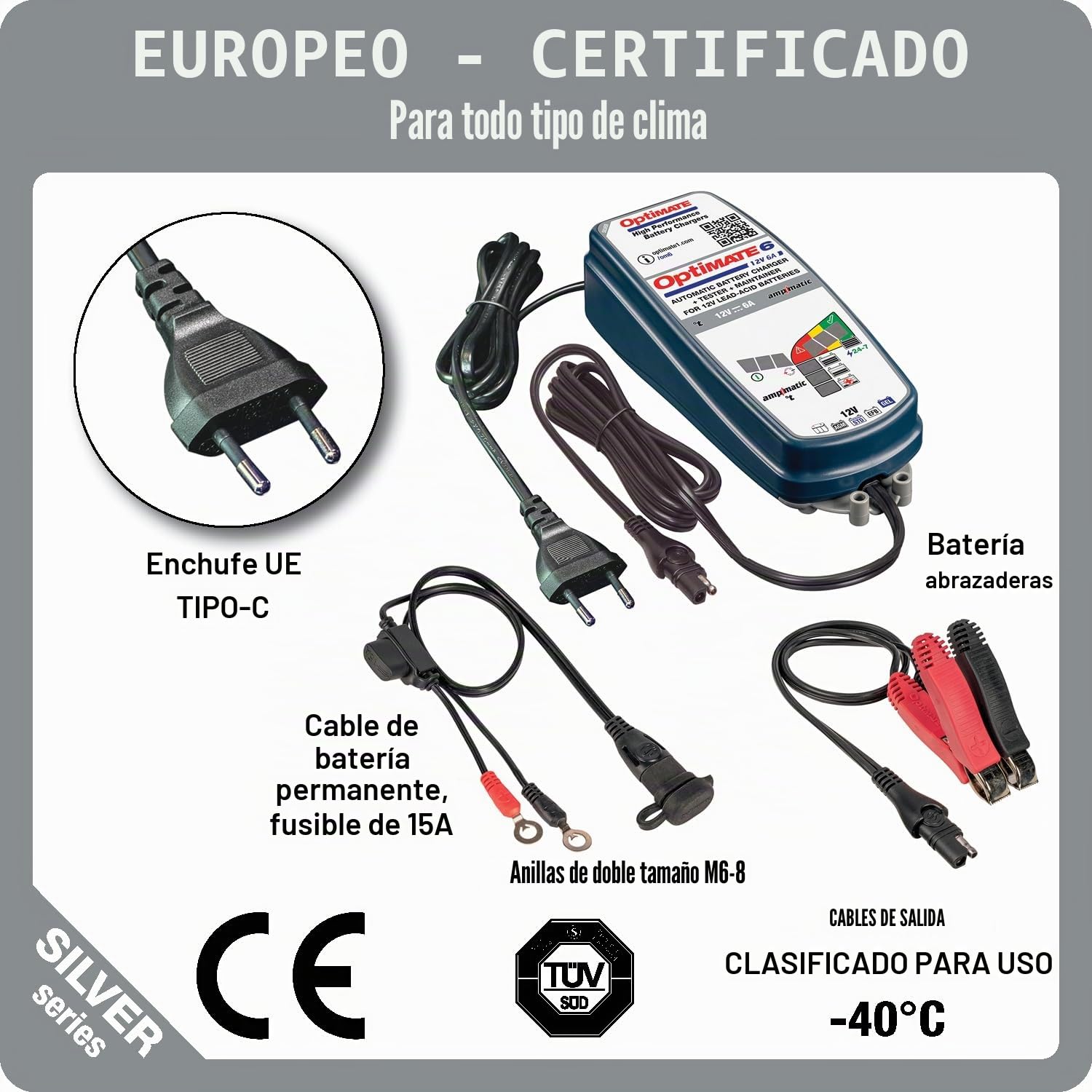 Optimate 6 AMPMATIC 6A Battery Charger (Ref. Tecmate: TM360)