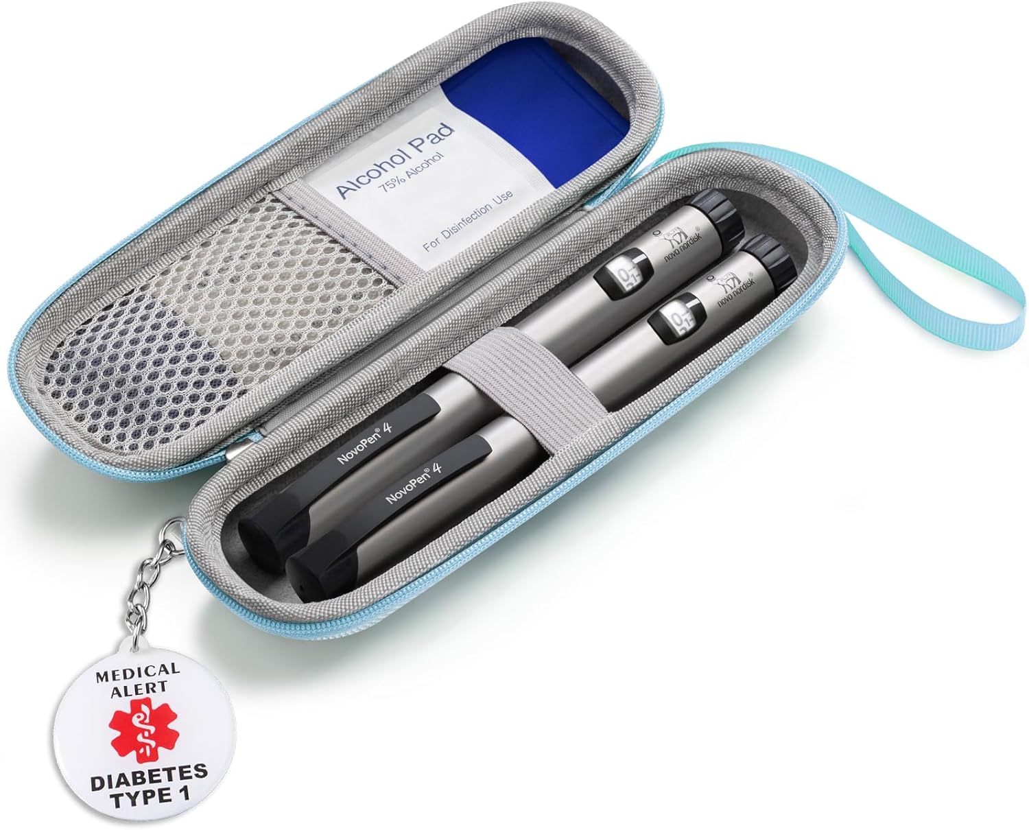 Insulin Cooler Travel Case, Portable Insulin Travail Case, Insulin Cooling Case Insulated Organizer for Insulin Pens?Includes Type1 Diabetes Tag and NFC Can Edit Business Cards (Blue)
