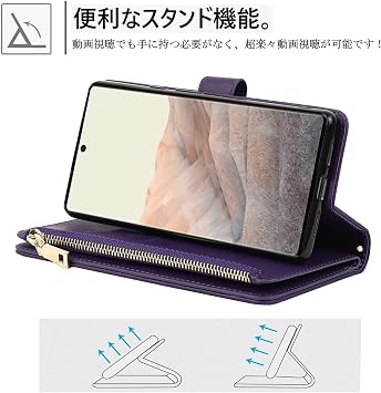 Aquos Zero 6 Case Flip Type AQUOS zero6 Smartphone Case SHG04 Mobile Cover Sharp AIR Flip Cover A102SH Protective Case Sharp AIR Large Capacity Wallet Type Jaorty Synthetic PU Leather With Zipper