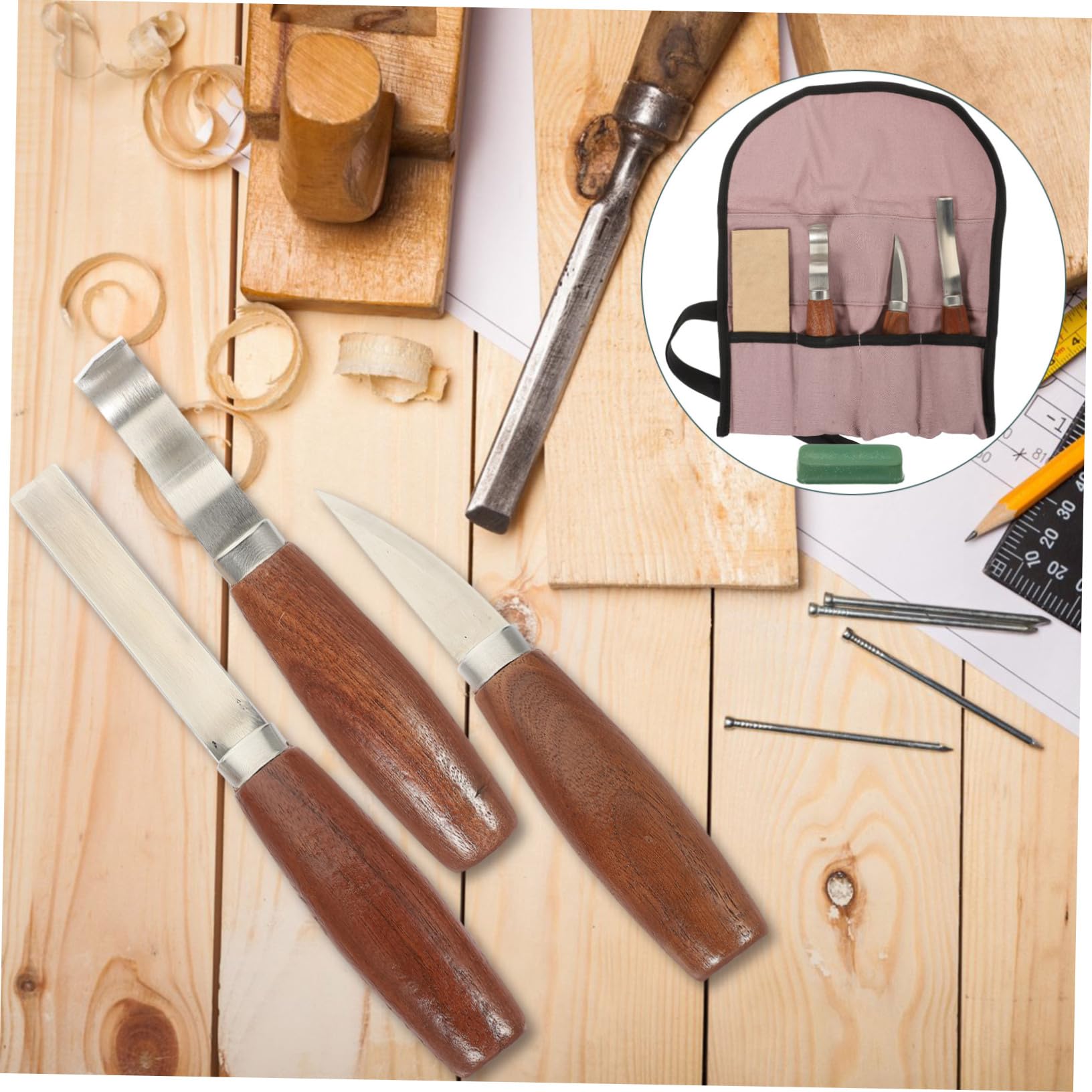 TEHAUX Utensili Per Intaglio Del Legno Strumenti Per Intaglio Mano Kit Per Lavorazione Del Legno Con Lame Resistenti All Usura Utensili Multifunzionali Per Hobby e