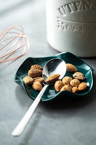 Miniatura 5 de Bandeja de condimentos y soporte para cuchara, soporte de cuchara de cerámica para estufa, bonito soporte para cuchara de café con borde con