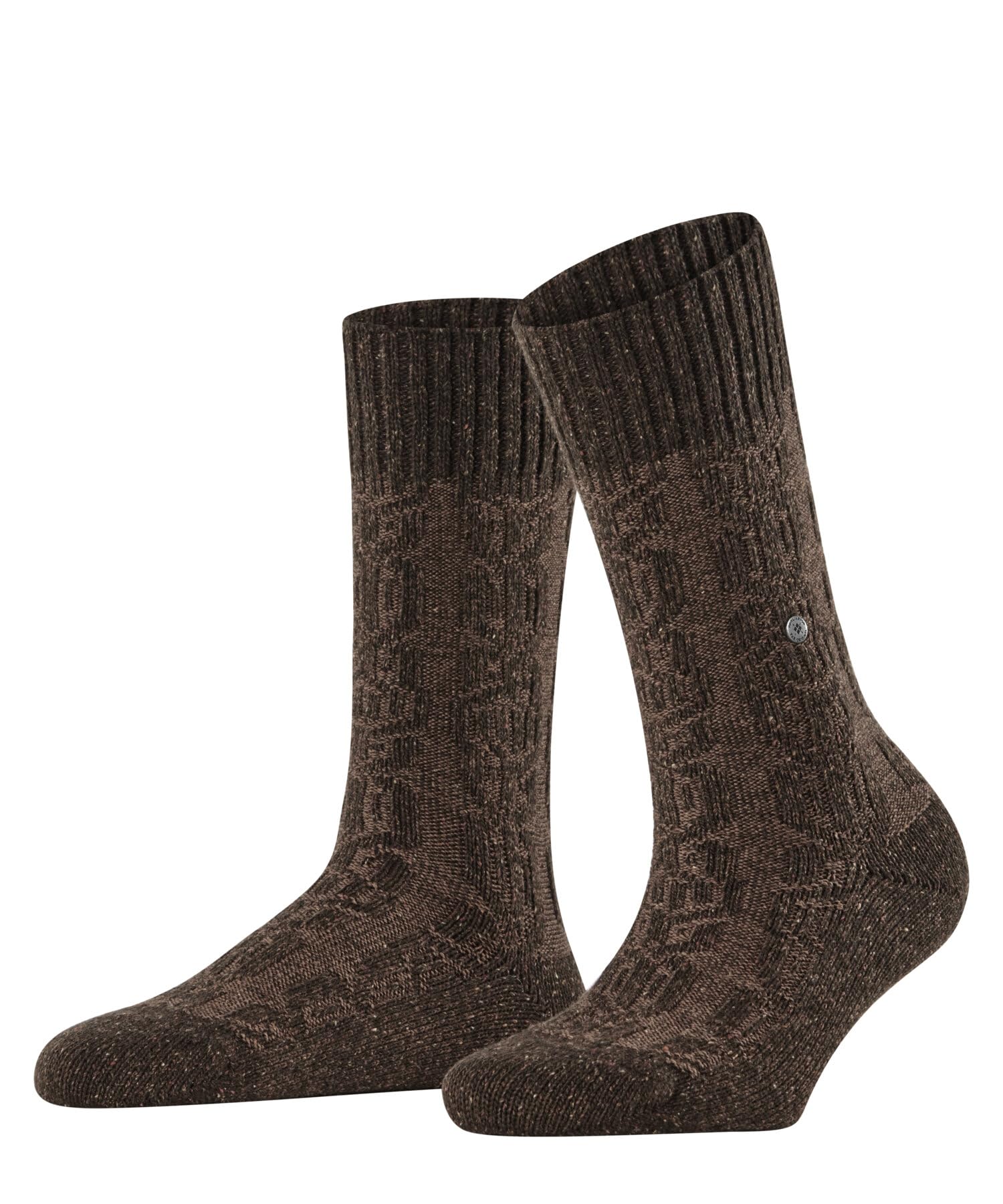 Burlington Women's Rainy Boot W So Wool Silk Patterned 1 Pair Socks, Brown Autumn Melange 5880, 3.5-7