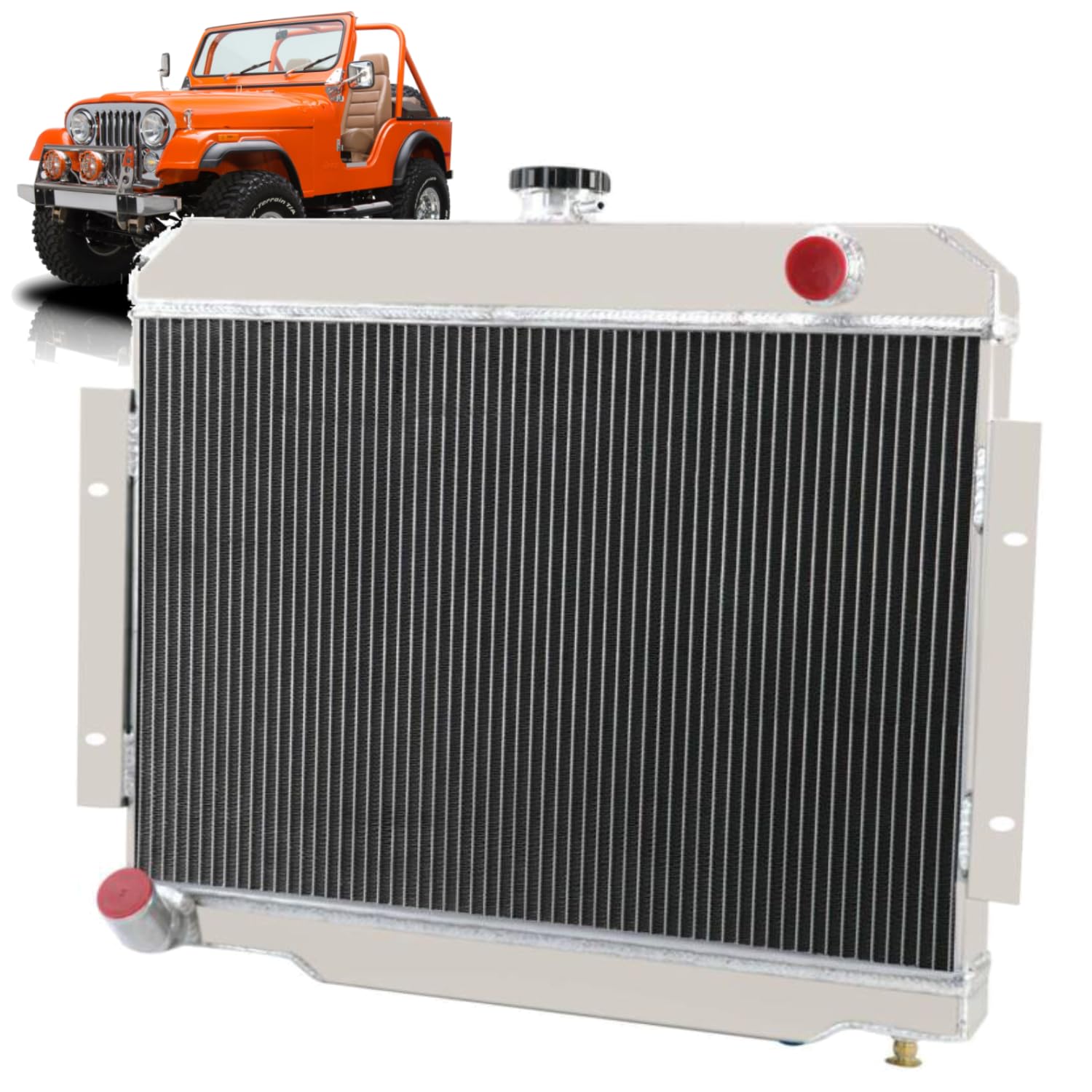 3-Row Aluminum Radiator For Jeep CJ5 CJ6 CJ7 Scrambler 1972-1986 3.8L 4.2L 5.0L