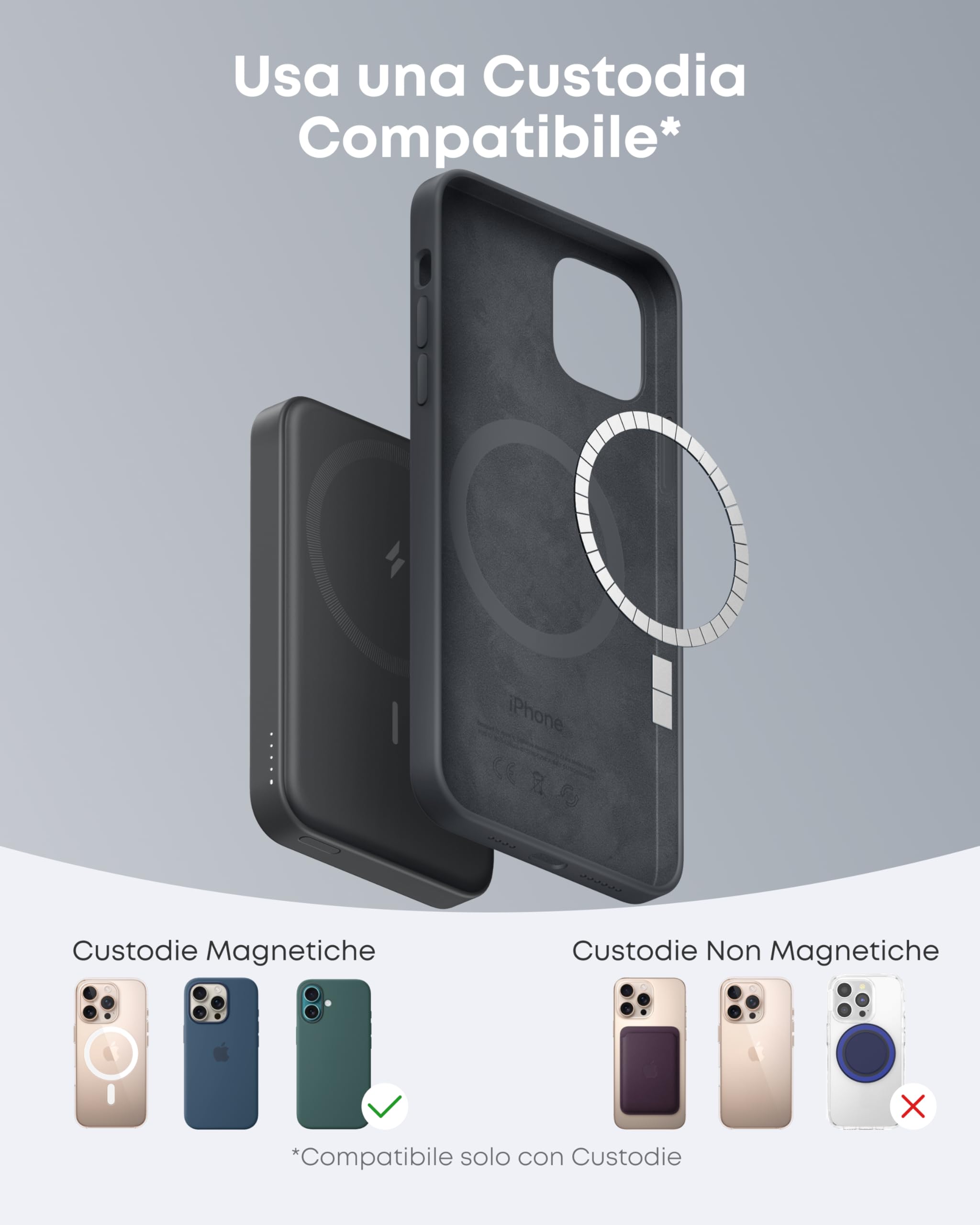 Anker Power Bank MagSafe 5000 mAh 622 Magnetico Senza Fili MagGo, Powerbank Magnetico Pieghevole con USB-C per iPhone 17 Pro Max/Serie 16-12 Nero