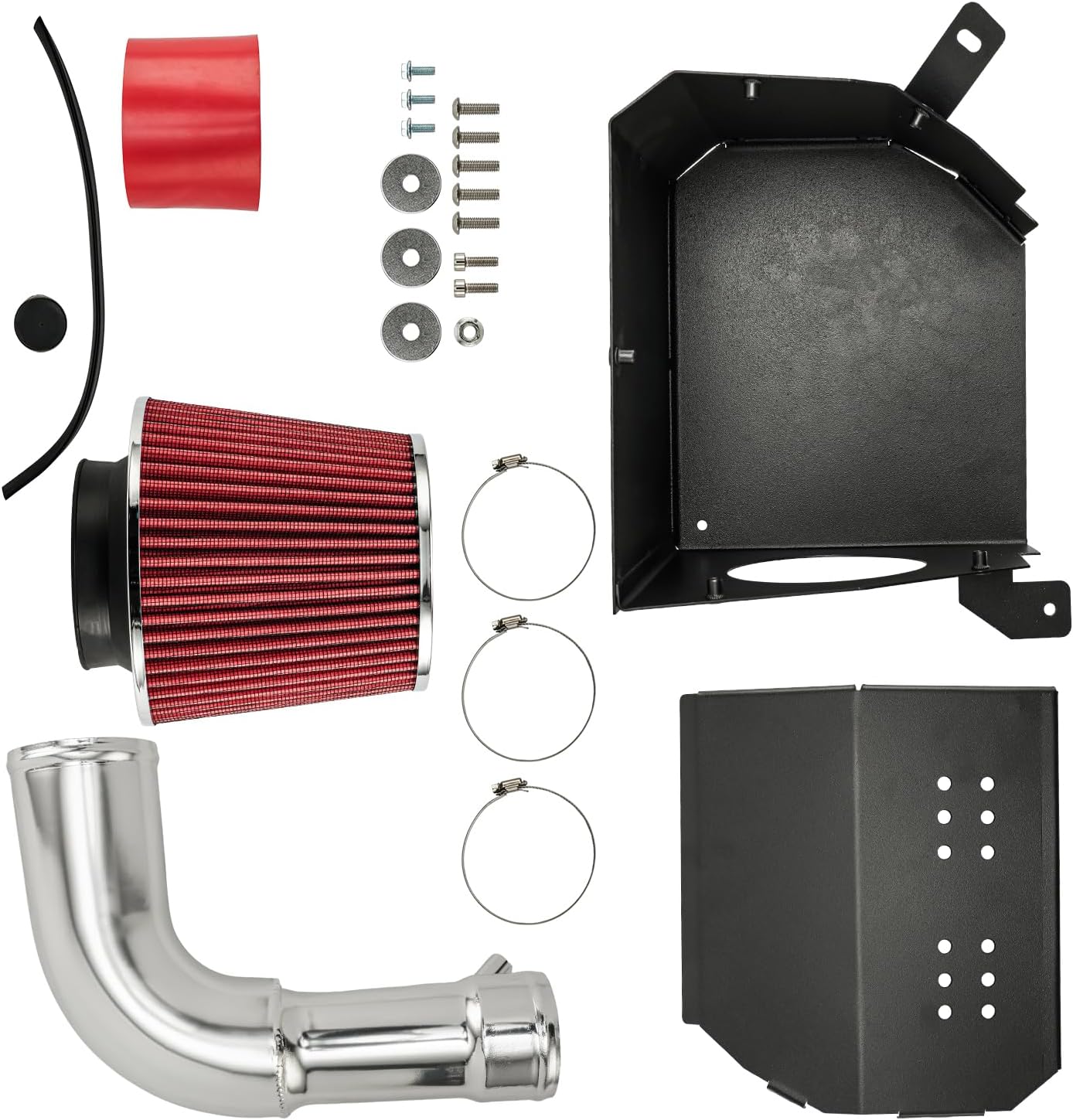 KAX 3.5 inch Cold Air Intake System Kit + Heat Shield Compatible with 2013-2020 FR-S, BRZ, 2017-2020 Toyota 86, Red