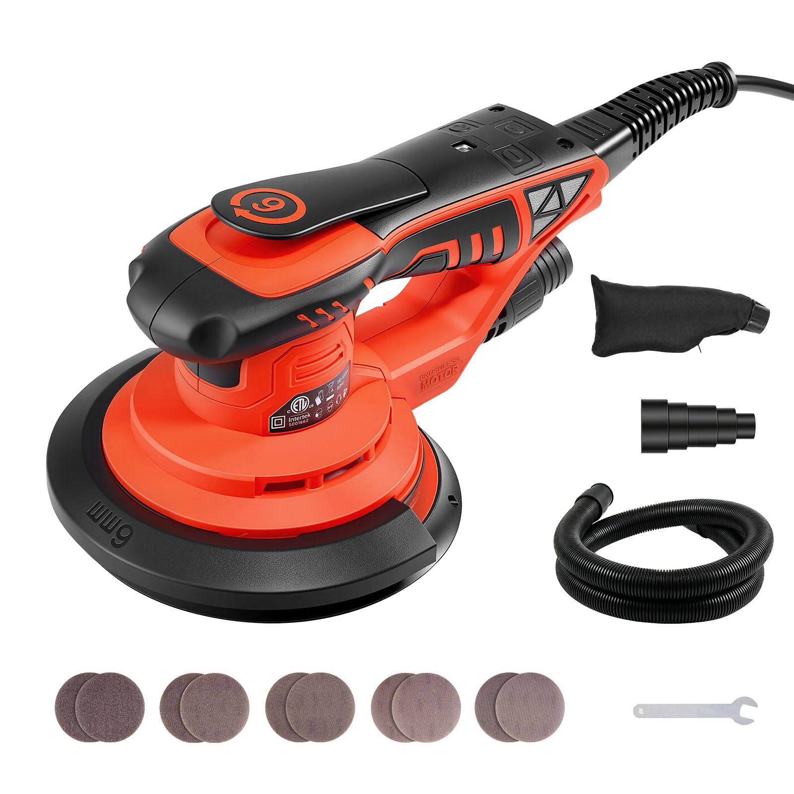 VEVOR Levigatrice Rotorbitale da 152 mm, 400 W, con Motore Brushless e Cavo